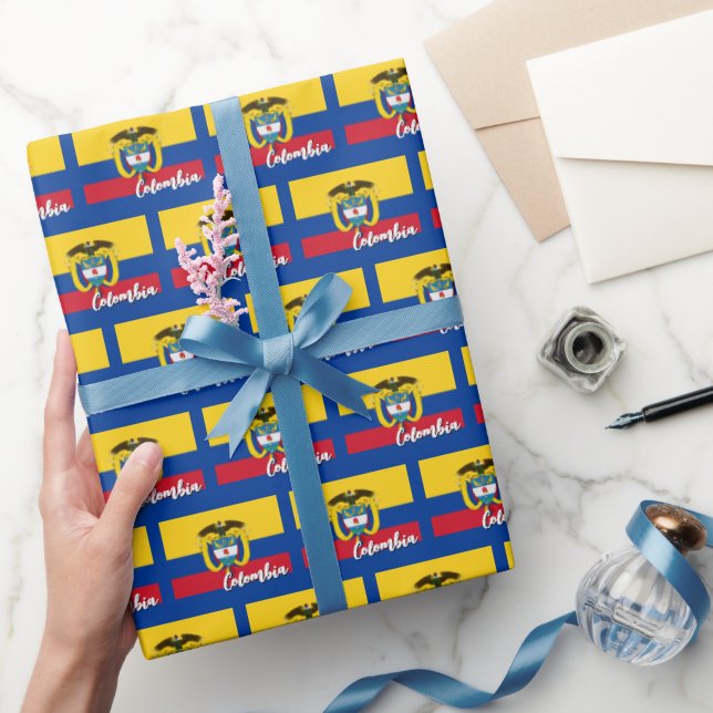 Colombia Wrapping Paper, Blue, Colombian Flag Wrapping Paper (Gifting)