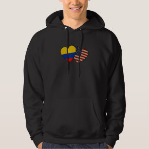 Colombian American Couple Heart Love Flag Valentin Hoodie