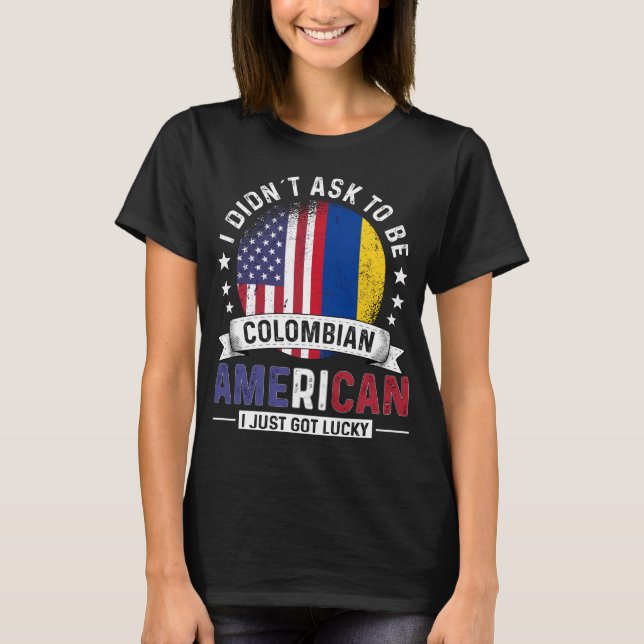 Colombian American Flags Pride Colombia Flag T-Shirt (Front)