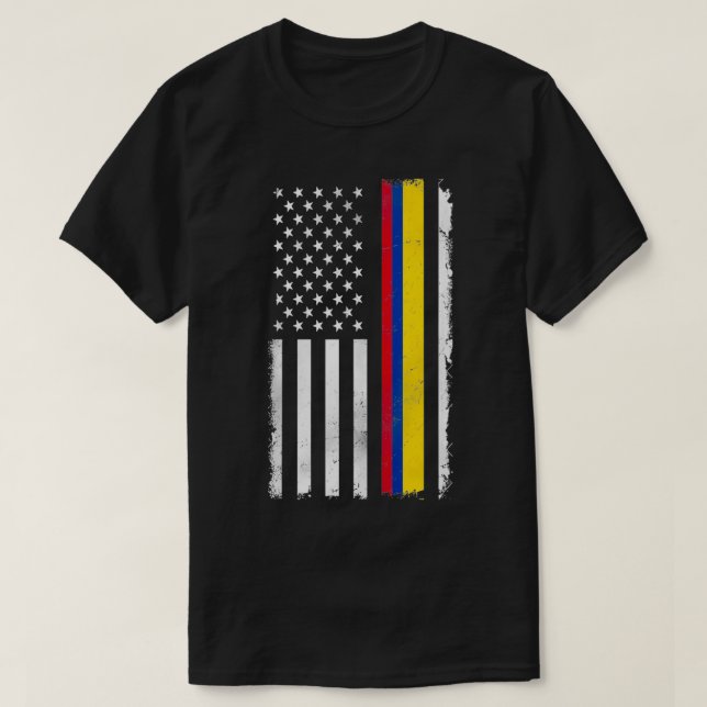 Colombian American US Flag Colombia  T-Shirt (Design Front)