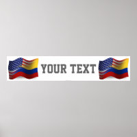 Colombian-American Waving Flag Banner
