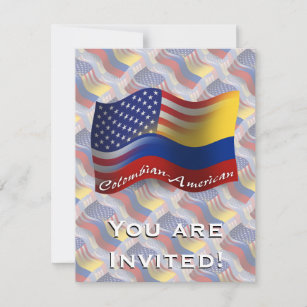Colombian-American Waving Flag Invitation