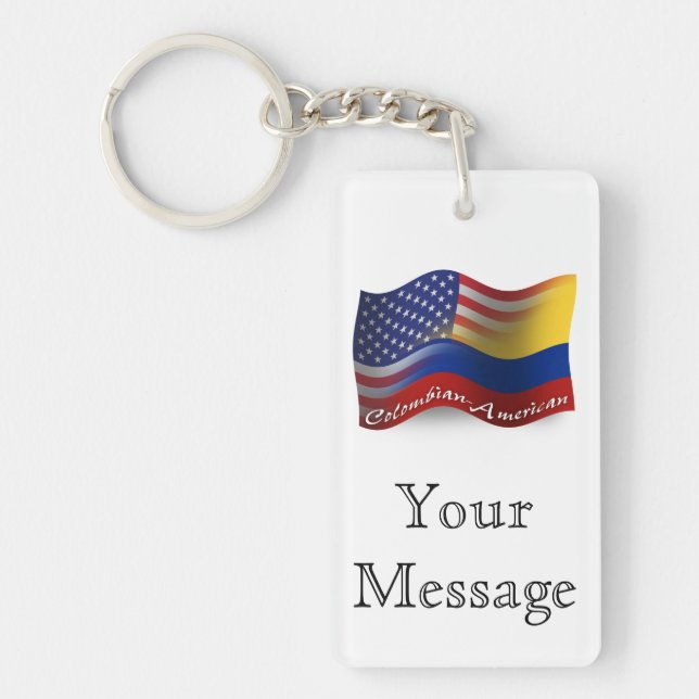 Colombian-American Waving Flag Keychain (Front)