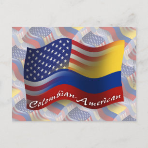 Colombian-American Waving Flag Postcard