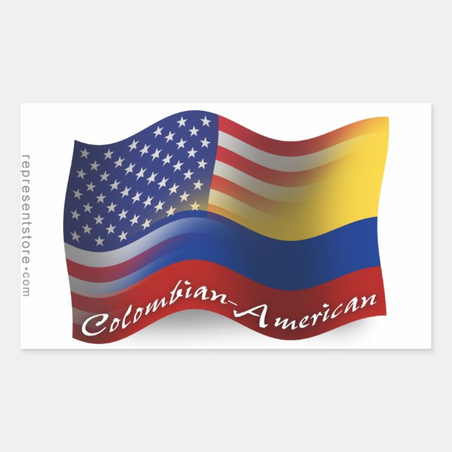 Colombian-American Waving Flag Sticker (Front)
