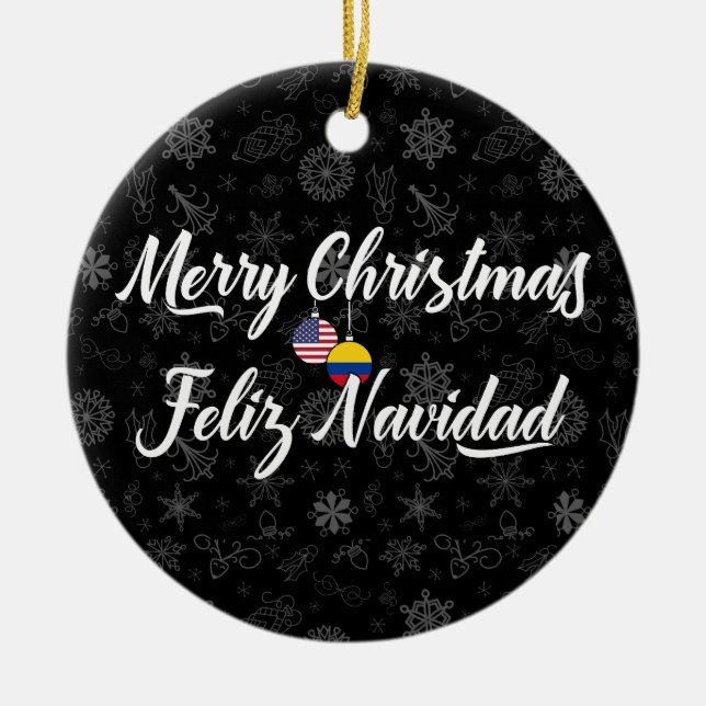 Colombian American With Custom Year Bilingual Ceramic Ornament (Front)