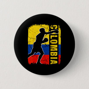 Colombian Boxing Team Colombia Flag Boxing Gloves  2 Inch Round Button