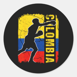 Colombian Boxing Team Colombia Flag Boxing Gloves  Classic Round Sticker