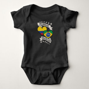 Colombian Brazilian Heart Flags Colombia Brazil Baby Bodysuit