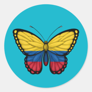 Colombian Butterfly Flag Classic Round Sticker