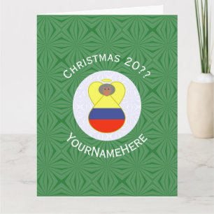 Colombian Flag Abuela Angel Christmas Personalized Card