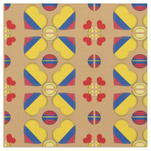 Colombian Flag & Colombia Heart fashion Fabric