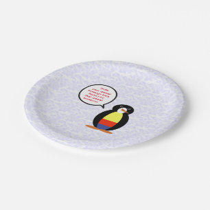 Colombian Flag Holiday Ms. Penguin Talking Paper Plate