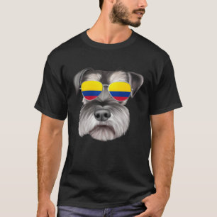 Colombian Flag Miniature Schnauzer Dog Colombia Po T-Shirt
