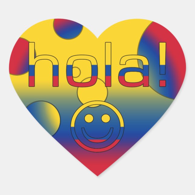Colombian Gifts : Hello / Hola Face Heart Sticker (Front)