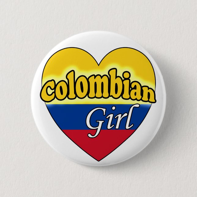 Colombian Girl 2 Inch Round Button (Front)