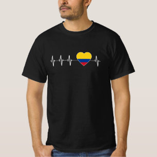 Colombian Heartbeat I Love Colombia Flag Heart T-Shirt