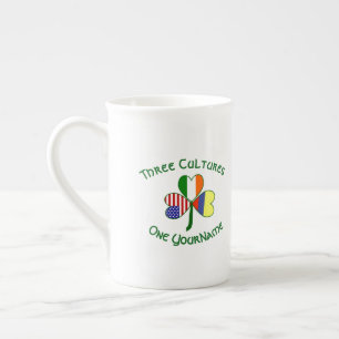 Colombian Irish American Flag Shamrock Personalize Bone China Mug