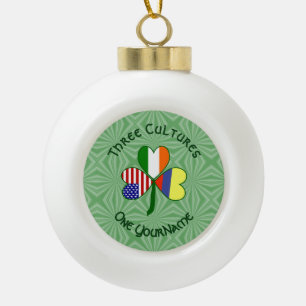 Colombian Irish American Flag Shamrock Personalize Ceramic Ball Christmas Ornament