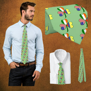 Colombian Irish American Flag Shamrock Tie