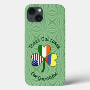 Colombian Irish USA Flags Shamrock Personalized iPhone 13 Case