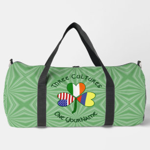 Colombian Irish USA Flags Shamrock Personalized Duffle Bag