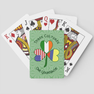 Colombian Irish USA Shamrock Flag Personalize Text Playing Cards