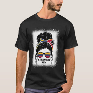 Colombian Mom Messy Bun Colombia Pride Patriotic F T-Shirt