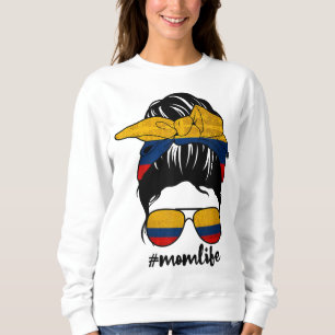 Colombian Mom Messy Bun Colombia Pride Patriotic M Sweatshirt