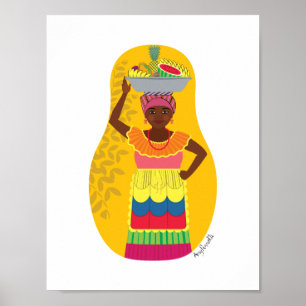 Colombian, Palenquera Cartagena Matryoshka Poster