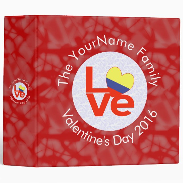 Colombian Red LOVE Flag Personalized  Binder (Front/Spine)