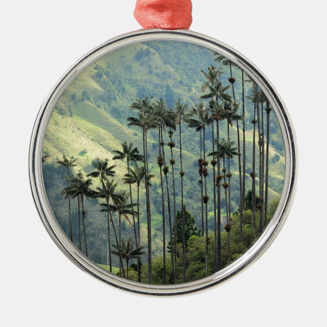 Colombian wax palm trees in the Cocora Valley Metal Ornament (Front)