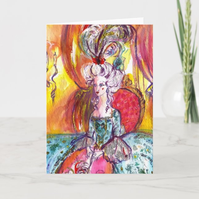COLOMBINA LADY WITH MASK VENETIAN MASQUERADE HOLIDAY CARD (Front)