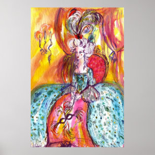 COLOMBINA ,LADY WITH MASK  Venetian Masquerade Poster