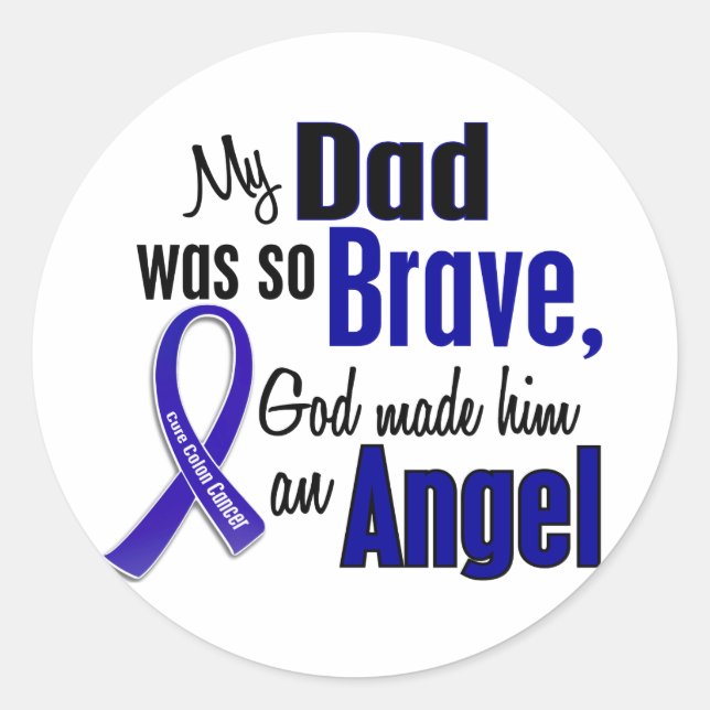 Colon Cancer ANGEL 1 Dad Classic Round Sticker (Front)