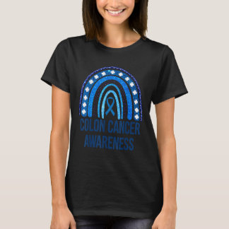 Colon Cancer Awareness Blue Glitter Rainbow Mental T-Shirt