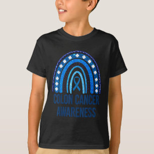 Colon Cancer Awareness Blue Glitter Rainbow Mental T-Shirt