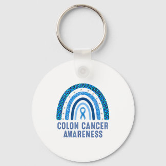 Colon Cancer Awareness Blue Ribbon Design Keychain