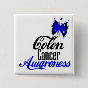 Colon Cancer Awareness Butterfly 2 Inch Square Button