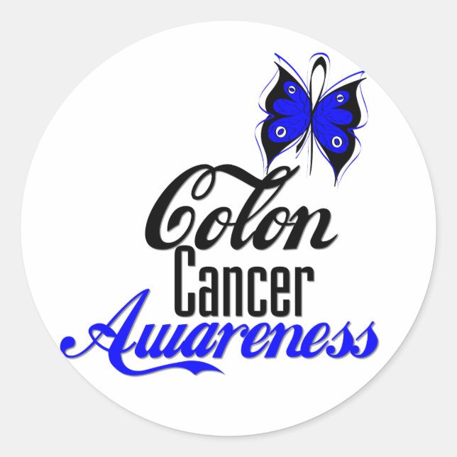 Colon Cancer Awareness Butterfly Classic Round Sticker (Front)