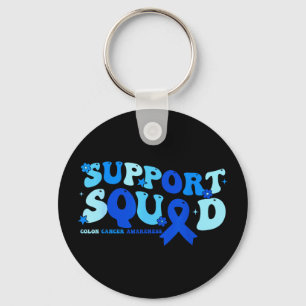 Colon cancer awareness month support squad blue keychain