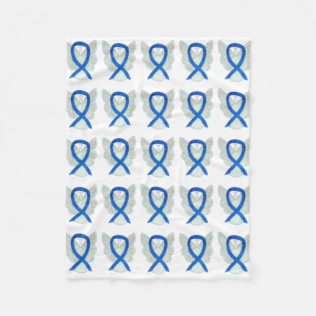 Colon Cancer Awareness Ribbon Soft Fleece Blankets (Front)