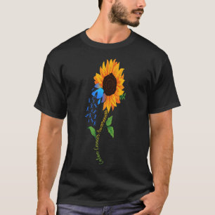 Colon Cancer Awareness Sunflower Colonoscopy Blue  T-Shirt