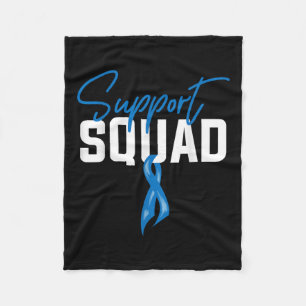 Colon Cancer Awareness Support Squad Blue Ribbon  Fleece Blanket
