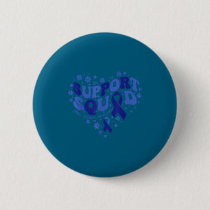 Colon cancer awareness support squad ribbon heart 2 inch round button