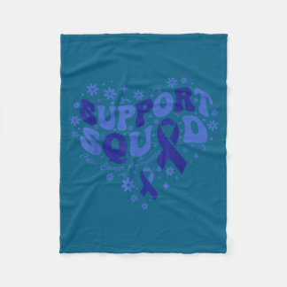 Colon cancer awareness support squad ribbon heart fleece blanket