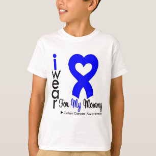 Colon Cancer Blue Heart Ribbon For My Mommy T-Shirt