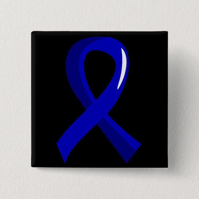 Colon Cancer Blue Ribbon 3 2 Inch Square Button (Front)