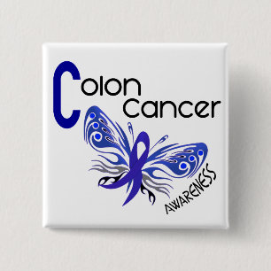 Colon Cancer BUTTERFLY 3 2 Inch Square Button