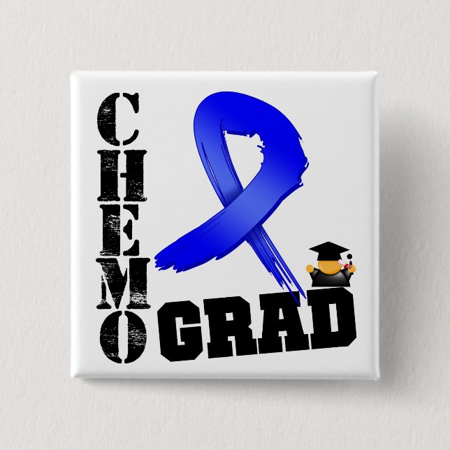 Colon Cancer Chemo Grad 2 Inch Square Button (Front)